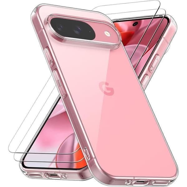 Coque och Härdat Glas - E.F.CONNECTION - för Goole Pixel 9 - Högmotståndssilikon - Stötresistent - Repåtr resistent Transparent