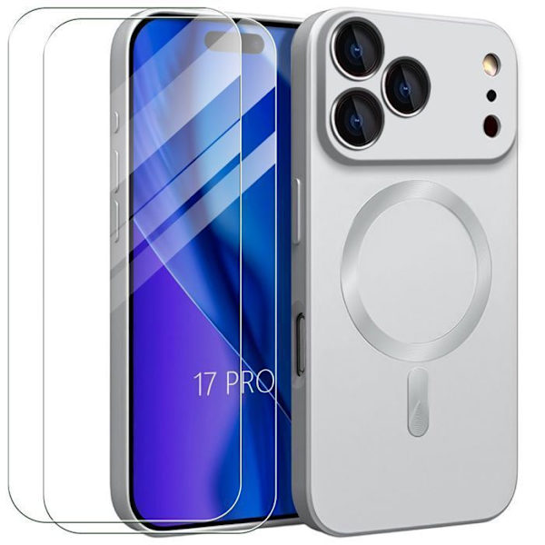 Telefonfodral - E.F.Connection - för iPhone 17 Pro - Silverfärgad Magnetisk Cirkel - 2 Glas Silver
