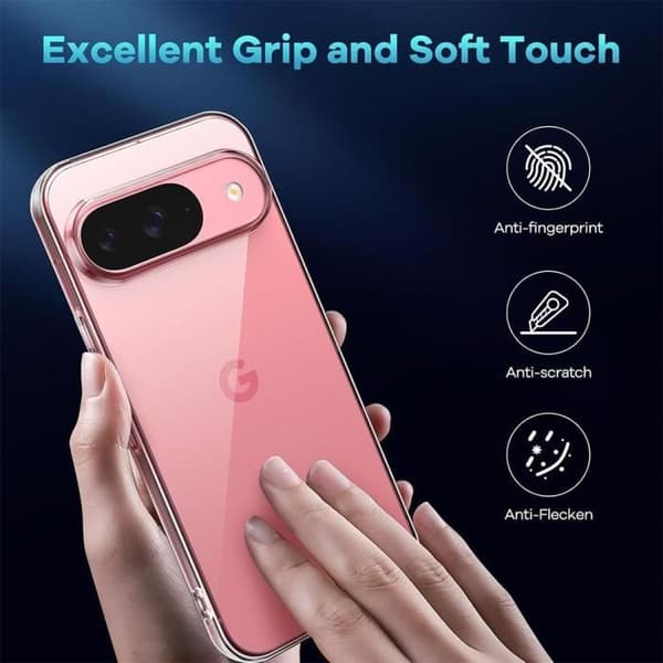 Coque och Härdat Glas - E.F.CONNECTION - för Goole Pixel 9 - Högmotståndssilikon - Stötresistent - Repåtr resistent Transparent