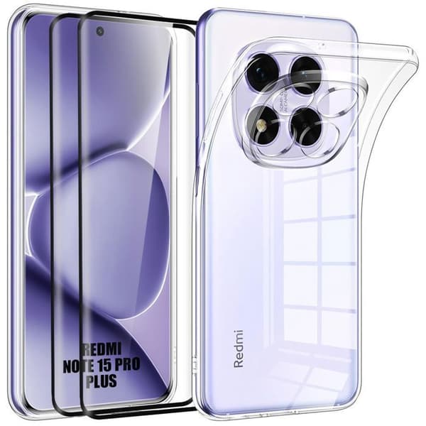 Skydd + 2 Dippskålar för Xiaomi Redmi Note 15 Pro Plus 5G - Transparent Silikon Ripskydd Transparent