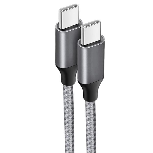 USB-C till USB-C-kabel för iPhone 16 Pro Max - 16 Pro - 16 Plus - 16e - iPhone 15 Pro - Förstärkt Nylon - Grå 1M Grå