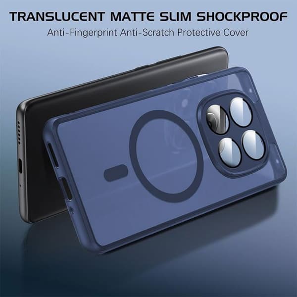 Skydd för Xiaomi Redmi Note 15 Pro Plus 5G - med magnetisk ring och kameraglas - marinblå marinblå