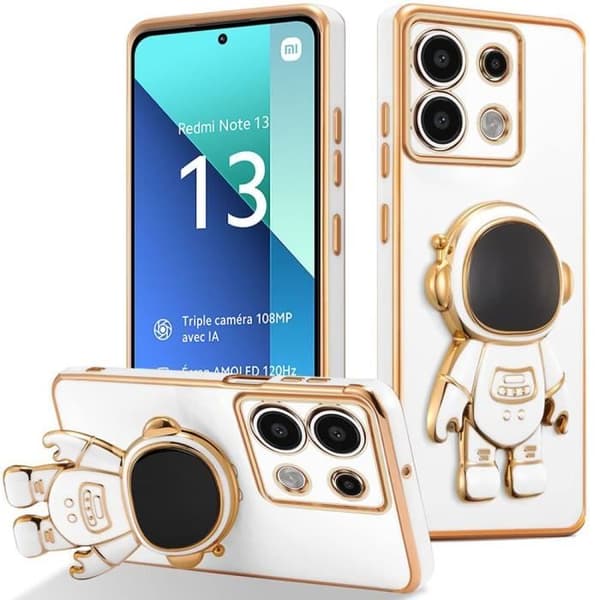 Coque Etui - E.F.CONNECTION - För Xiaomi Redmi Note 13 4G - Antikrock i silikon - Astronautstöd - Vit Vit