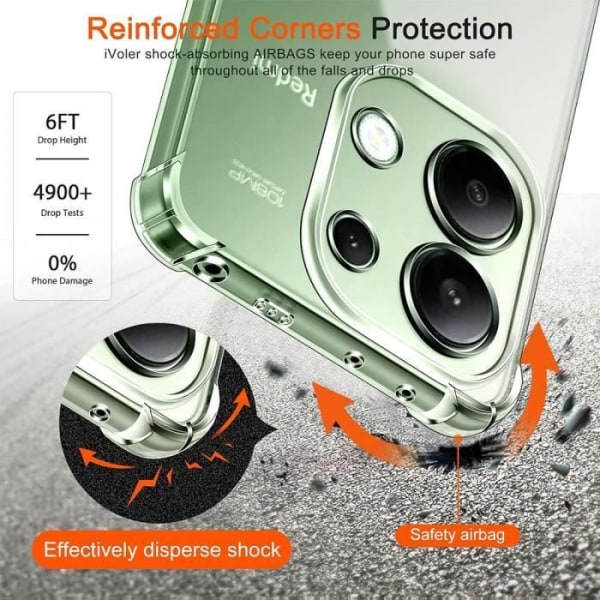 Beskyttelsesskal - Xiaomi - Redmi Note 13 4G - Blød TPU - Forstærkede hjørner - Grøn Nat Transparent, midnattsgrön