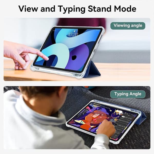 Skyddsskal - E.F.Connection - för iPad Pro 12,9" - Silikon - Stötsäker - Fack för stylus Blå