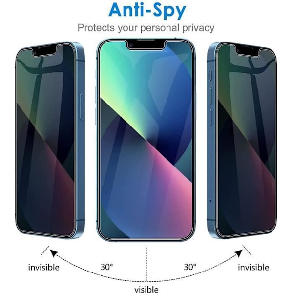 E.F.Connection - 4 stk Anti-Spy hærdet glas til iPhone 13 (6.1") Svart