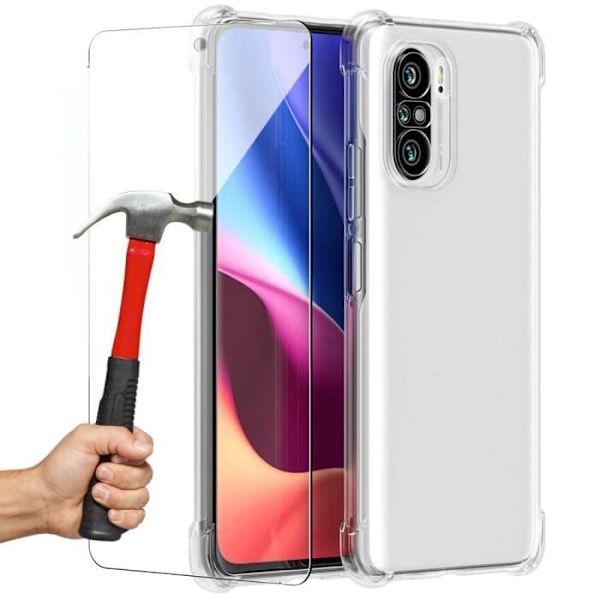Fodral till Xiaomi Mi 11i TPU Stötsäkert Transparent + 2 härdade glasögon skyddsglas