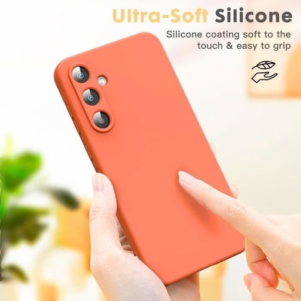 Fodral för Xiaomi Redmi Note 13 4G (ej för 5G) - Ultra Slim Liquid Silicone Protection Orange + 2 härdade glasögon