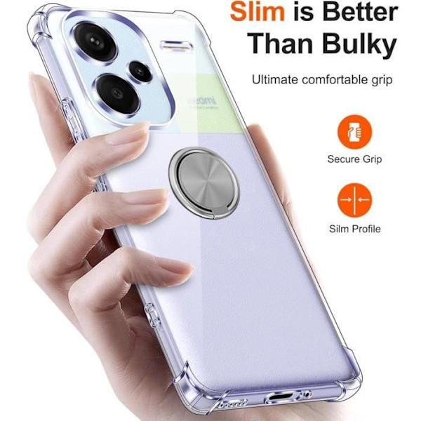 Coque - E.F.CONNECTION - För Xiaomi Redmi Note 13 Pro+ 5G - Silver Ring Stöd - Flexibel - Stötsäker
