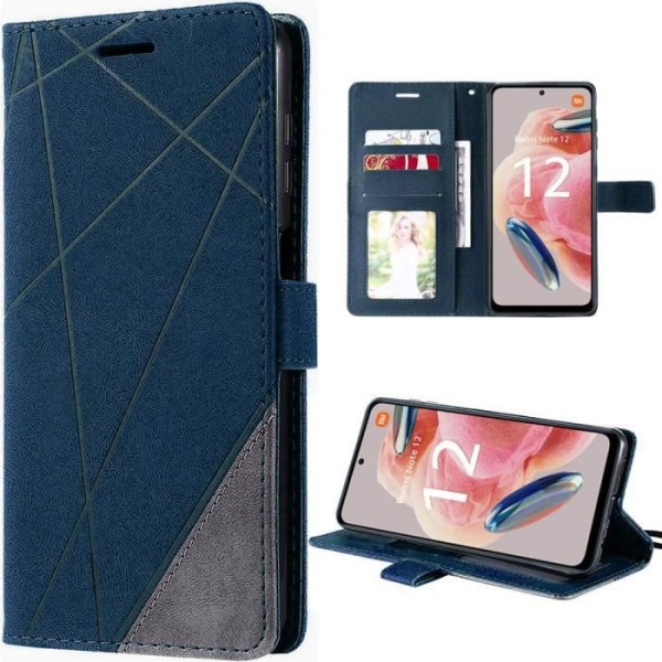 Fodral till Redmi Note 12 5G Flip Fodral Flap Syntetläder Marinblå marinblå