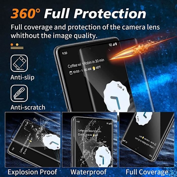 Pack-3 helt härdat glas för Google Pixel 7 Pro - E.F.CONNECTION - 9H skärmskydd - Ultratunt Transparent med svart kant