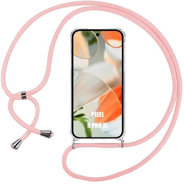 Lanyard-etui til Google Pixel 9 Pro XL - Stødsikker beskyttelse, forstærkede hjørner med pink snor