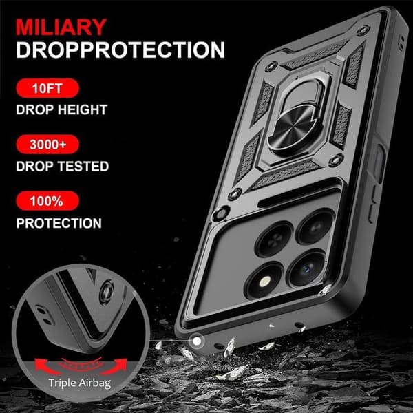 Skydd för Honor 400 Smart 4G/5G, Slitstark med Ring och Skjutbart Kameraskydd - Svart Svart