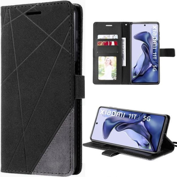 Fodral till Xiaomi 11T - 11T Pro - Magnetstängning Elegant lädereffekt Svart