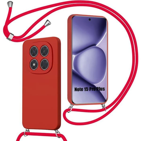 Coque Cordon för Xiaomi Redmi Note 15 Pro Plus 5G, Silikonvätska Stötsäker - Röd Röd