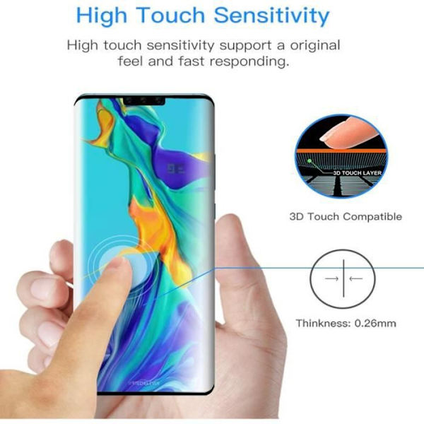 Huawei Mate 30 Pro 6,53" härdat glasfilmer, 2-pack ultratunn anti-skrapa (svart) kant till kant glasfilmer skärmskydd
