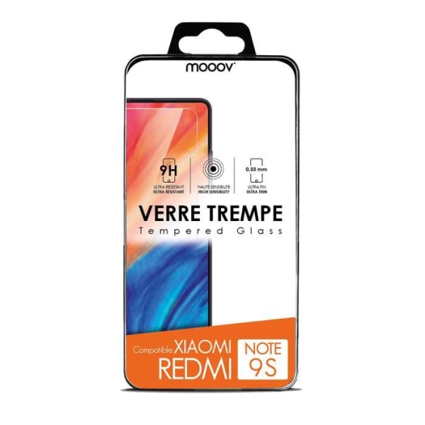 Härdat glas - MOOOV - Xiaomi Redmi Note 9S - Skärmskydd - Reptåligt - 0,33 mm tjockt