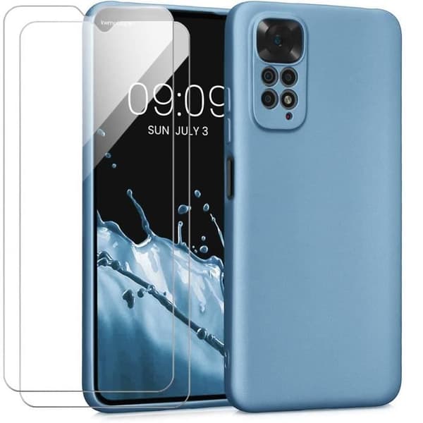 Coque Silicone - E.F.CONNECTION - För Xiaomi Redmi Note 11-11S - Stötdämpande - Rep-skydd - Antislip-textur Blå