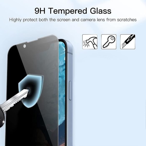 3 Anti-Spy Tempered Glasögon för iPhone 14 Plus (6,7") skydd Svart