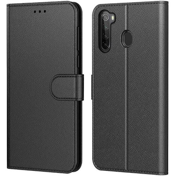 Beskyttelsesetui til Redmi Note 8T - E.F.CONNECTION - Sort lædereffekt - Anti-Shock - Pung Svart