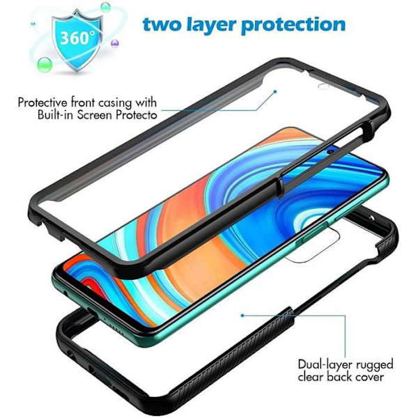 Coque - Redmi - Note 9 Pro - 360 Graders Skydd - Anti-Rip - Hård