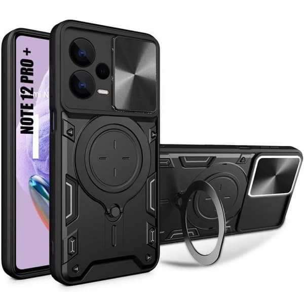 Coque - E.F.CONNECTION - För Xiaomi Redmi Note 12 Pro+ 5G - Stötsäker - Förstärkt Kant - Militärskydd Svart