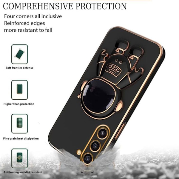Cover til Xiaomi Redmi Note 14 Pro Plus 5G/Note 14 Pro+ 5G, Beskyttelse med Astronaut Støtte - Sort Svart