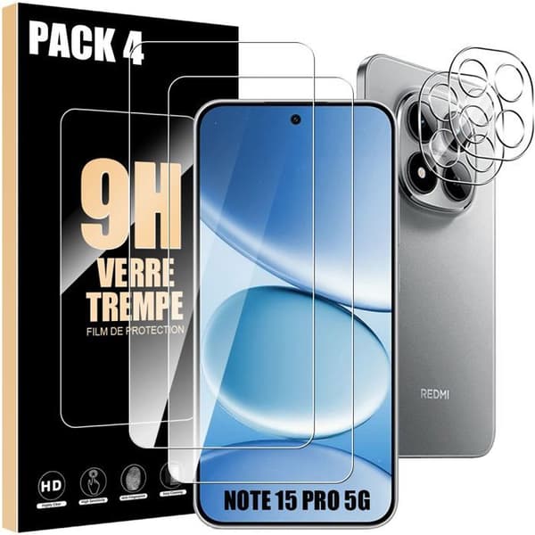 2 Dyra Skärmar + 2 Kameraglas för Xiaomi Redmi Note 15 Pro 5G - Rep-skydd Transparent