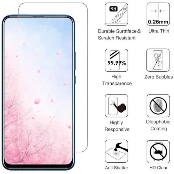 Hærdet glas til Huawei P Smart Z, hærdet glas skærmbeskytter, 3D-touch skærmbeskytter, boblefri skærmbeskytter, 2.5D