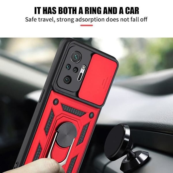 Set med 2 härdade glasögon + fodral för Redmi Note 10 Pro 5G (6,67 tum) Röd anti-skrapa styv hård ryggring Röd