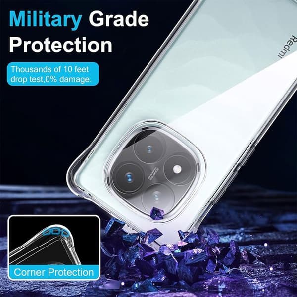 Coque - E.F.CONNECTION - För Xiaomi Redmi Note 14 Pro+ 5G - Transparent silikon - Stötabsorberande - Repfria Transparent