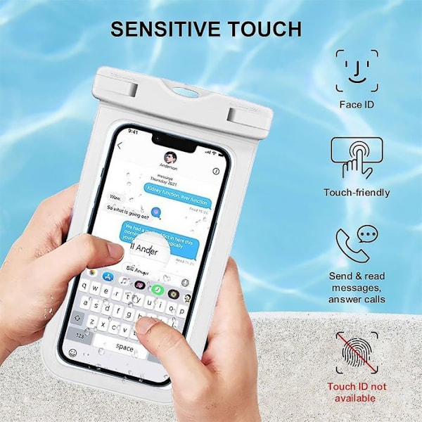Vandtæt cover til Samsung Galaxy S25 S25+ S25 Edge S24 Ultra S24 FE S23 S22 S21 S10, IPX8 Hvid kant Vit