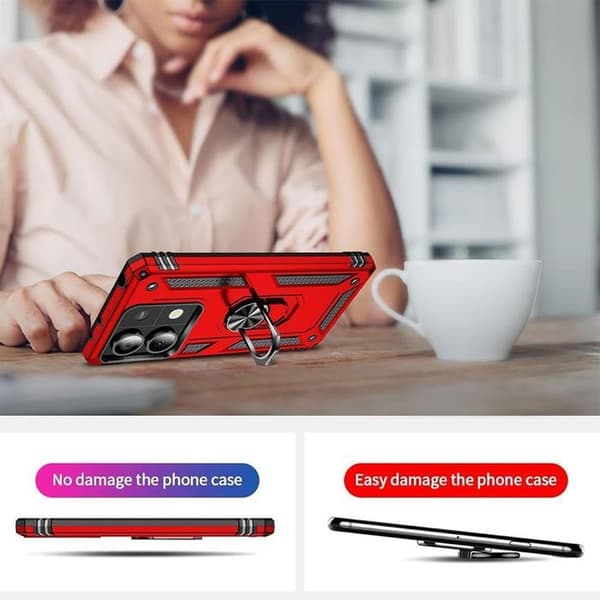 Skyddsskrapa - E.F.CONNECTION - För Xiaomi Redmi Note 14 5G - Röd - Stötsäker - 360° bakring Röd