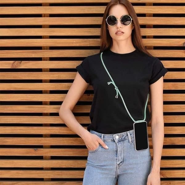 Siliconfodral - AntiChoc - för iPhone 14 Pro - Transparent - Röd Snodd - Mjuk Klart, rött