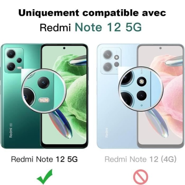 Fodral + 2 härdade glasögon till Xiaomi Redmi Note 12 5G, marinblått plånboksfodral i lädereffekt (ej för Redmi 12 5G)
