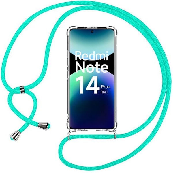 Coque för Xiaomi Redmi Note 14 Pro Plus 5G - Skydd med Turkos Snöre - E.F.Connection® Transparent