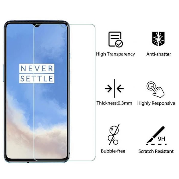 Skärmskydd i glas - OnePlus - 7T - Sprängsäkert härdat glas - Set om 3 - Reptålig