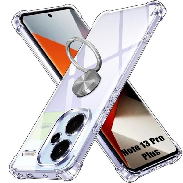 Coque - E.F.CONNECTION - För Xiaomi Redmi Note 13 Pro+ 5G - Silver Ring Stöd - Flexibel - Stötsäker