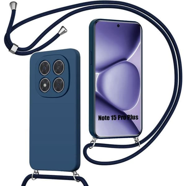 Skyddsfodral för Xiaomi Redmi Note 15 Pro Plus 5G, Stötsäker Silikon med Rem - Mörkblå marinblå