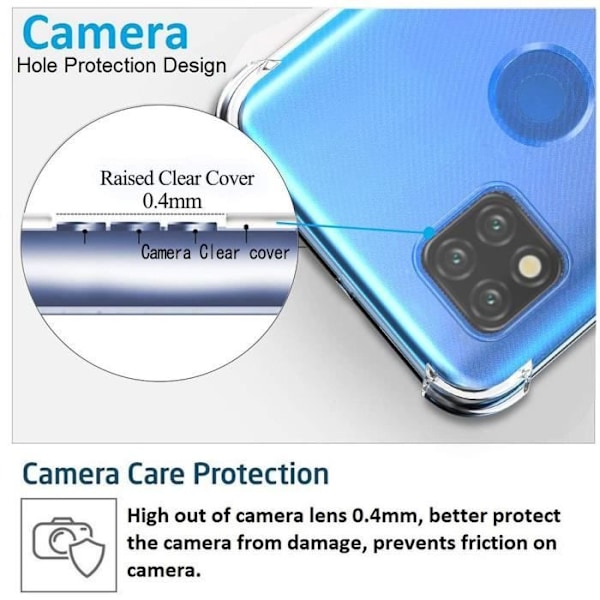 Etui til Redmi 9C (5,7") Forstærket kant med høj modstandsdygtighed mod stød med hærdet glas Transparent