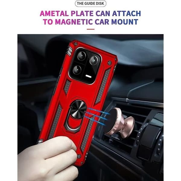 Coque - E.F.CONNECTION - för Xiaomi Redmi Note 13 Pro 5G - Röd - Hård - Rotationsstöd 360° Röd