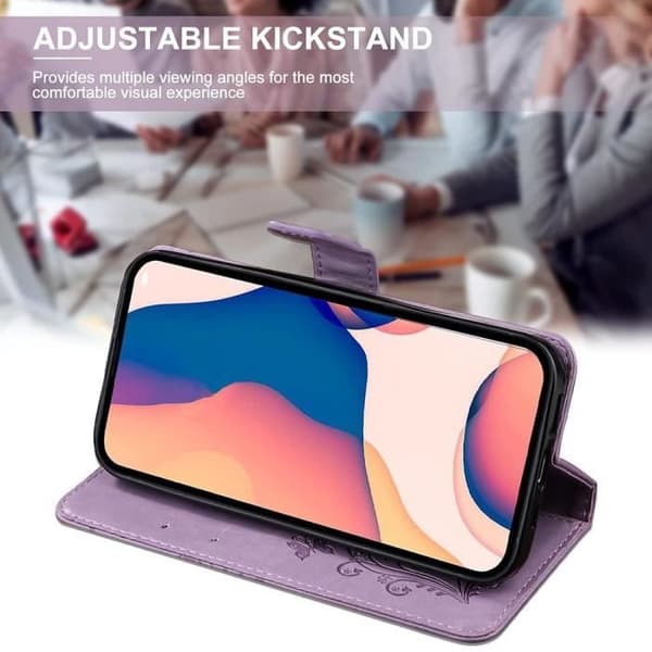 Coque - E.F.CONNECTION - för Xiaomi Redmi Note 13 Pro+ 5G - PU-läder - Fjärilsmönster - Lila Lila