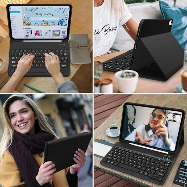 Coque Tangentbord för iPad A16 (11") / iPad 10 2022 (10,9" 10e Generation) Syntetiskt Läder med Bluetooth Tangentbord