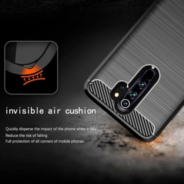 Til Xiaomi Redmi Note 8 Pro 6.53": Børstet Carbon Fiber TPU Silikone Cover - SORT