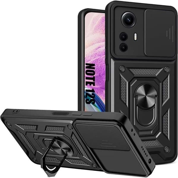 Coque - E.F.CONNECTION - För Xiaomi Redmi Note 12S - Hård - Stöttålig - Skydd för rörlig kamera Svart