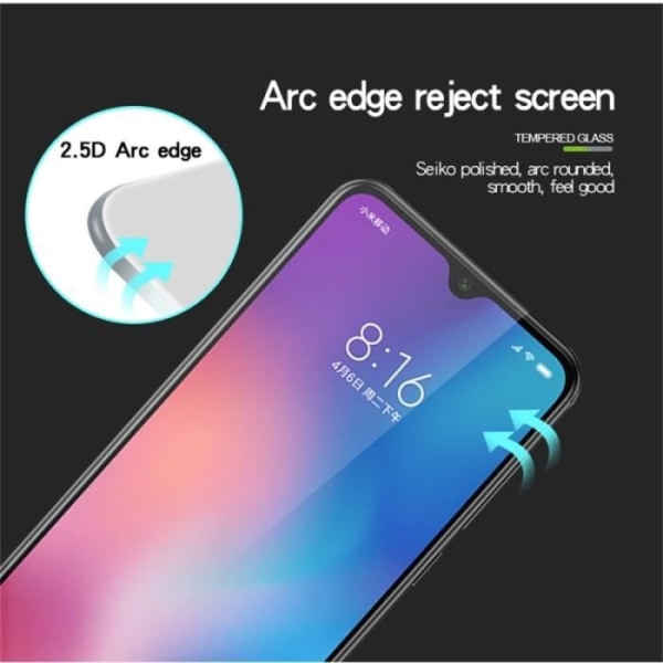 Skærmbeskyttelse - Xiaomi - Mi 9 SE - 9H hærdet glas - Fuld beskyttelse - Sort Svart