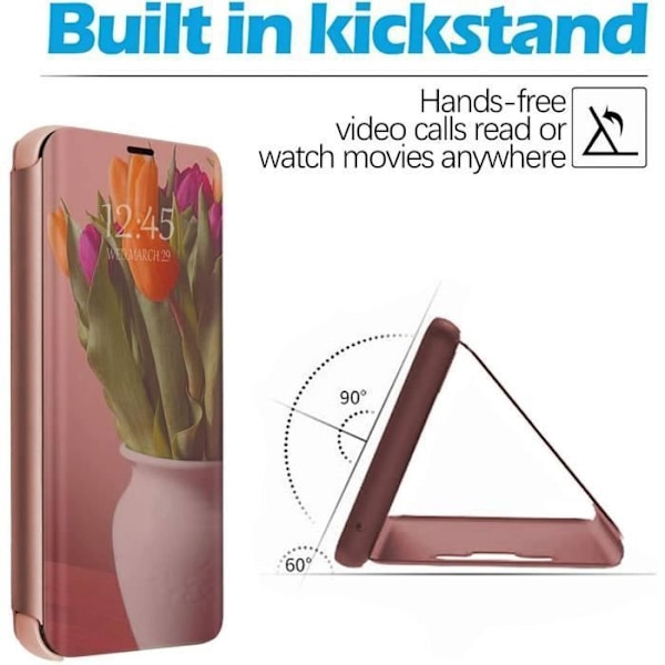 Beskyttelsescover til iPhone 12 - E.F.CONNECTION - Soft Smart View Pink - Beskyttelse foran og bagpå Rosa