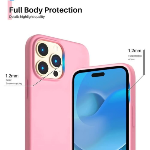 Pink Silikone Cover til iPhone 14 Pro og 2 Skærmbeskytter af hærdet glas Rosa