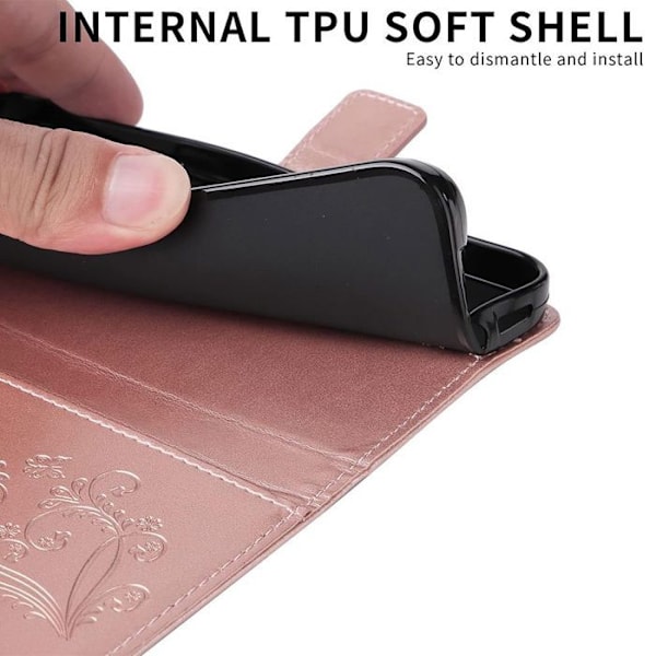 Coque för Xiaomi Redmi Note 13 5G (inte för 4G) Skydd Läder PU Mönster Fjäril Stötabsorberande - Rosa Rosa