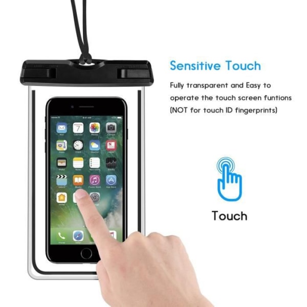 Vandtætte poser - Juce - Universal - Kompatibel iPhone/Samsung - Sort - Blød Svart